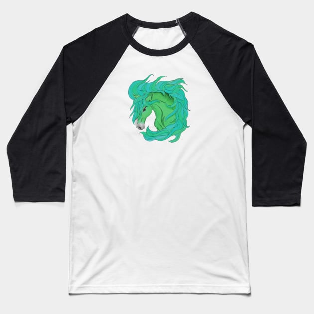 Horse Totem Animal Variant Sea Green Baseball T-Shirt by FreeSpiritMeg